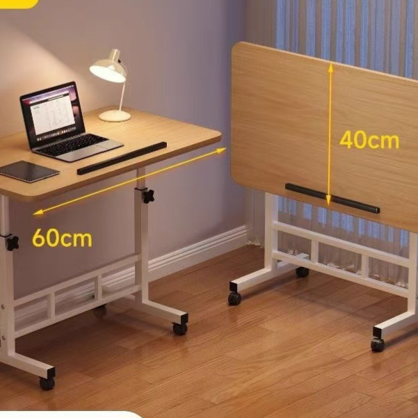 Foldable Adjustable Height Bedside Table with Wheels