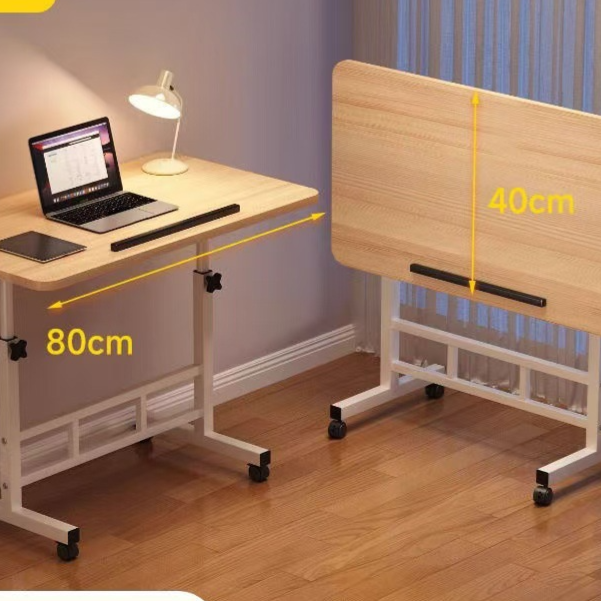 Foldable Adjustable Height Bedside Table with Wheels