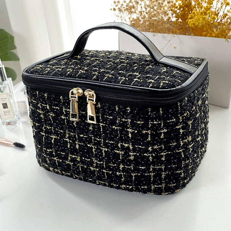 Plaid Makeup Bag with Zipper Closure