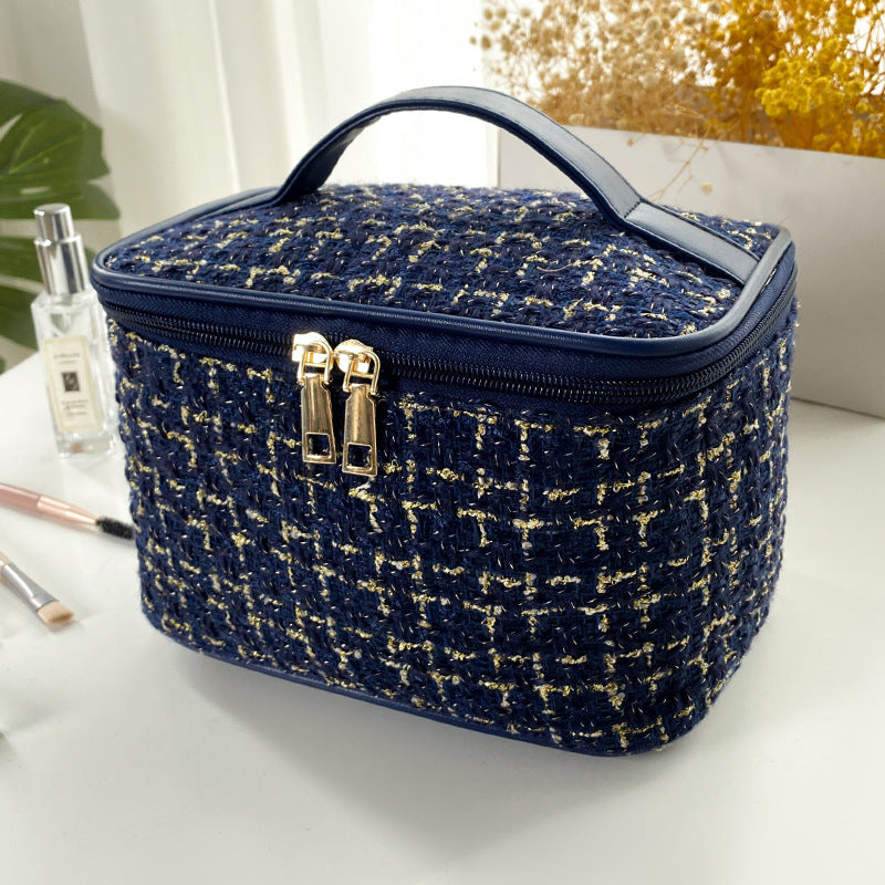 Plaid Makeup Bag with Zipper Closure