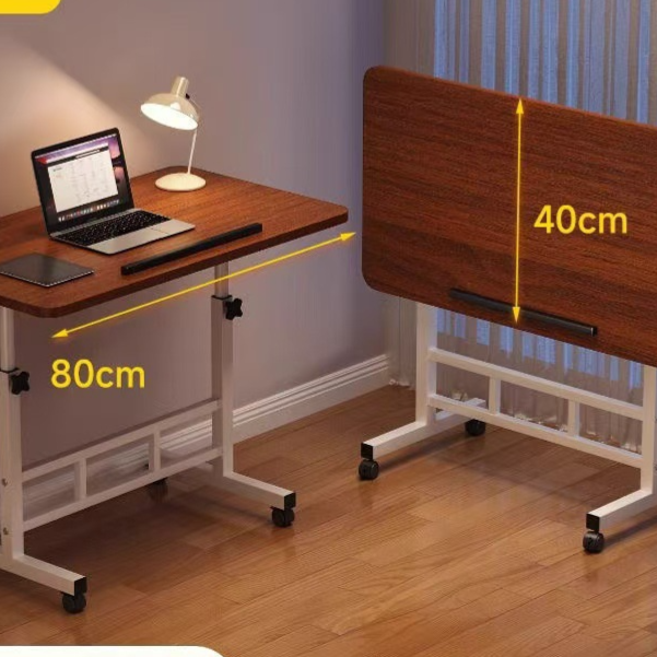 Foldable Adjustable Height Bedside Table with Wheels