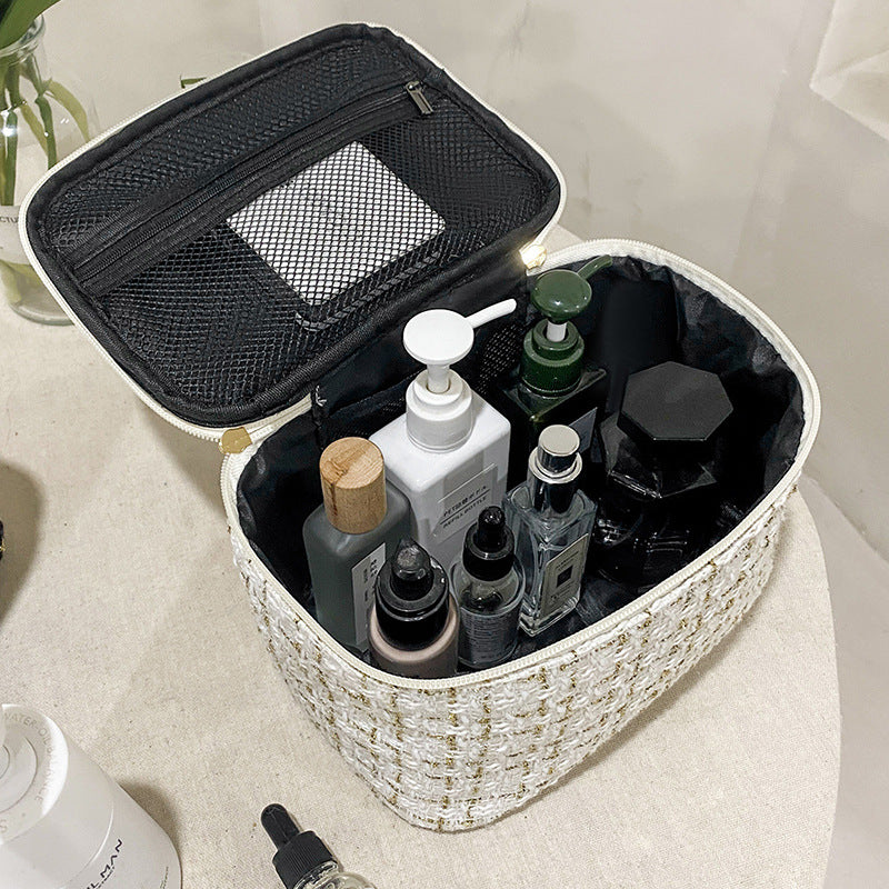 Plaid Makeup Bag with Zipper Closure