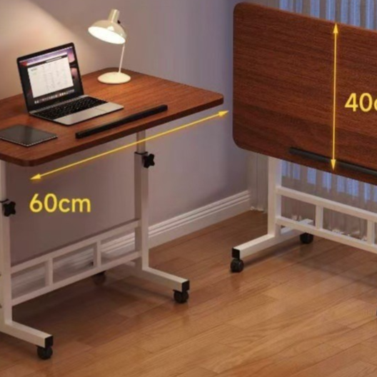 Foldable Adjustable Height Bedside Table with Wheels