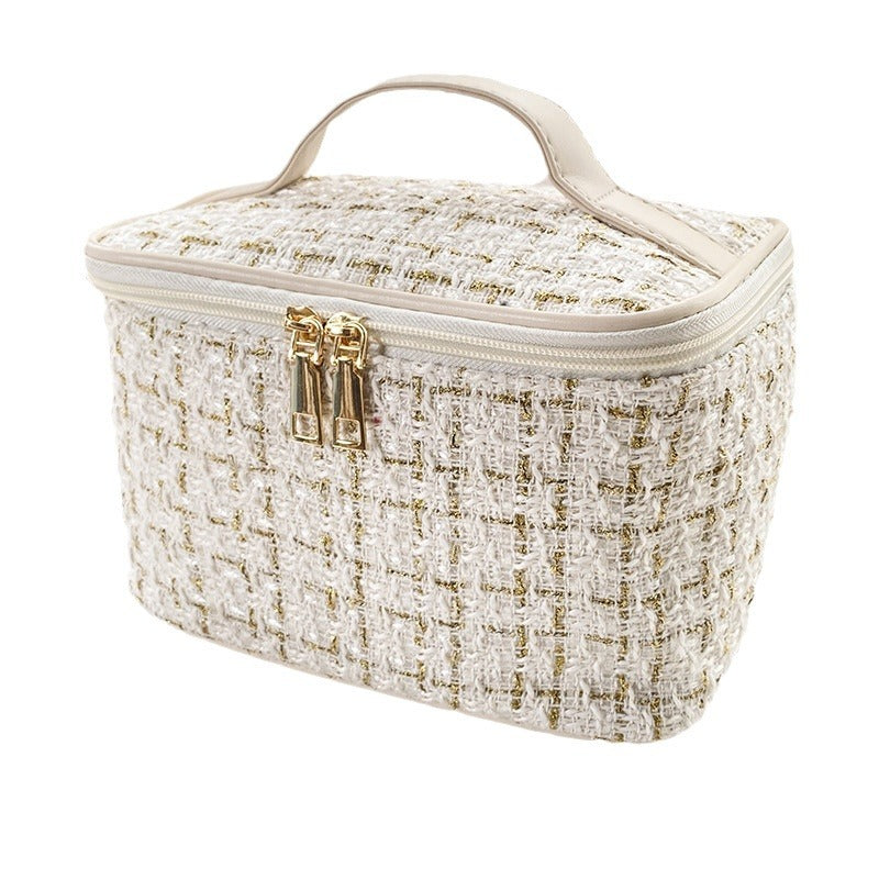 Plaid Makeup Bag with Zipper Closure