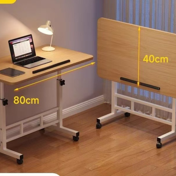 Foldable Adjustable Height Bedside Table with Wheels