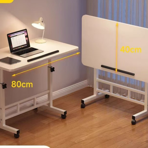 Foldable Adjustable Height Bedside Table with Wheels