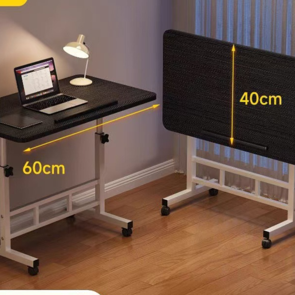 Foldable Adjustable Height Bedside Table with Wheels