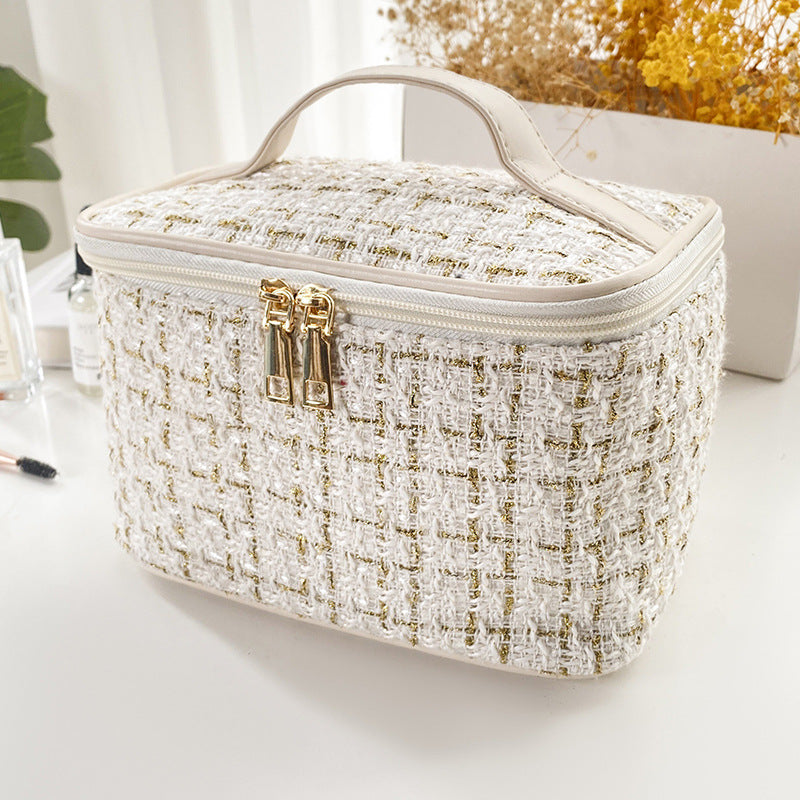 Plaid Makeup Bag with Zipper Closure